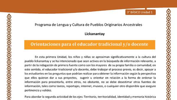 Orientaciones para el educador tradicional y/o docente