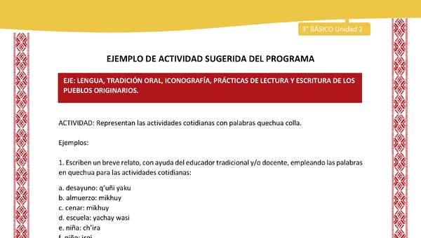 02-Actividad Sugerida LC03 COL-U02-LS02-Representan las actividades cotidianas con palabras quechua colla.