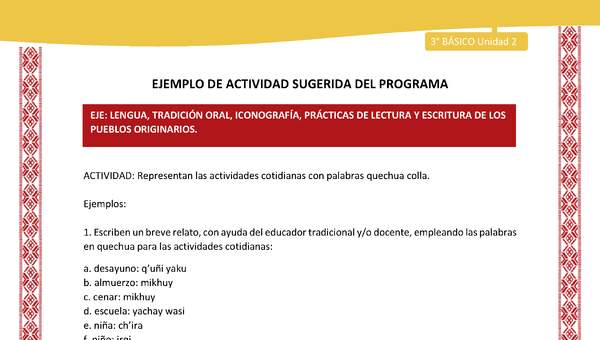 02-Actividad Sugerida LC03 COL-U02-LS02-Representan las actividades cotidianas con palabras quechua colla.
