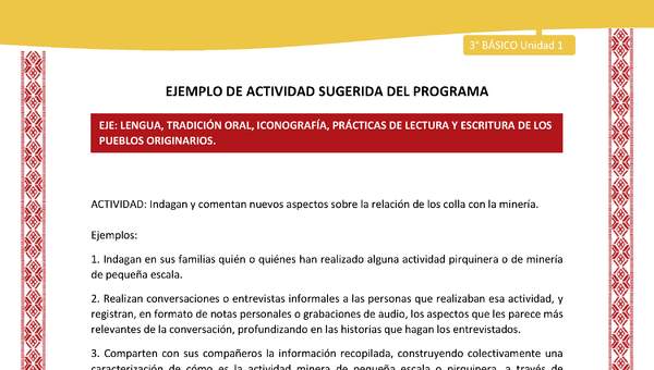 03-Actividad Sugerida LC03 COL-U01-LS01-Indagan y comentan nuevos aspectos sobre la relación de los colla con la minería