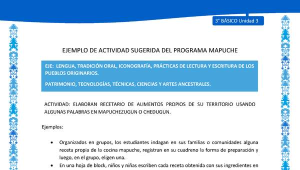 Elaboran recetario de alimentos propios de su territorio usando algunas palabras en mapuchezugun o chedugun