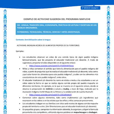 Indagan acerca de alimentos propios de su territorio