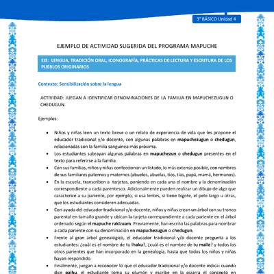 Juegan a identificar denominaciones de la familia en mapuchezugun o chedugun