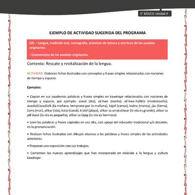 05-Actividad sugerida: LC03-KAW-U04-LR04;OA09-Elaboran fichas ilustradas con conceptos y frases simples relacionadas con nociones de tiempo y espacio.