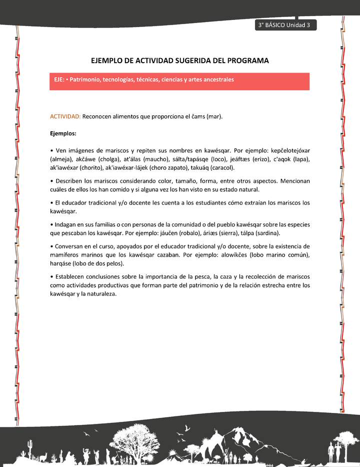 07-Actividad sugerida: LC03-KAW-U03-OA15-Reconocen alimentos que proporciona el čams (mar).