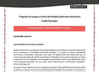 01-Orientaciones al docente - LC03 - Kawésqar - U2 - Contenido cultural: Espiritualidad ancestral de los kawésqar.