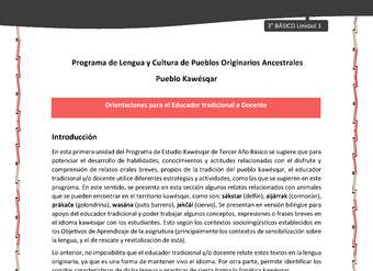 01-Orientaciones al docente - LC03 - Kawésqar - U1 -Orientaciones al educador tradicional y/o docente