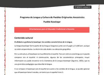 01-Orientaciones al docente - LC03 - Kawésqar - U4 - Contenido Cultural
