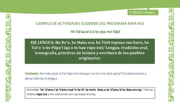 Narran relatos rapa nui y los relacionan con sus experiencias