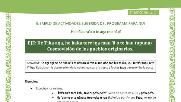 Relacionan la observación de la naturaleza para la pesca y fechas tapu que prohíbe la pesca