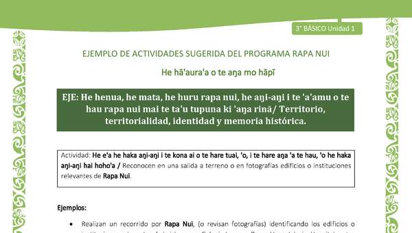 Reconocen en una salida a terreno o en fotografías edificios o instituciones relevantes de Rapa Nui