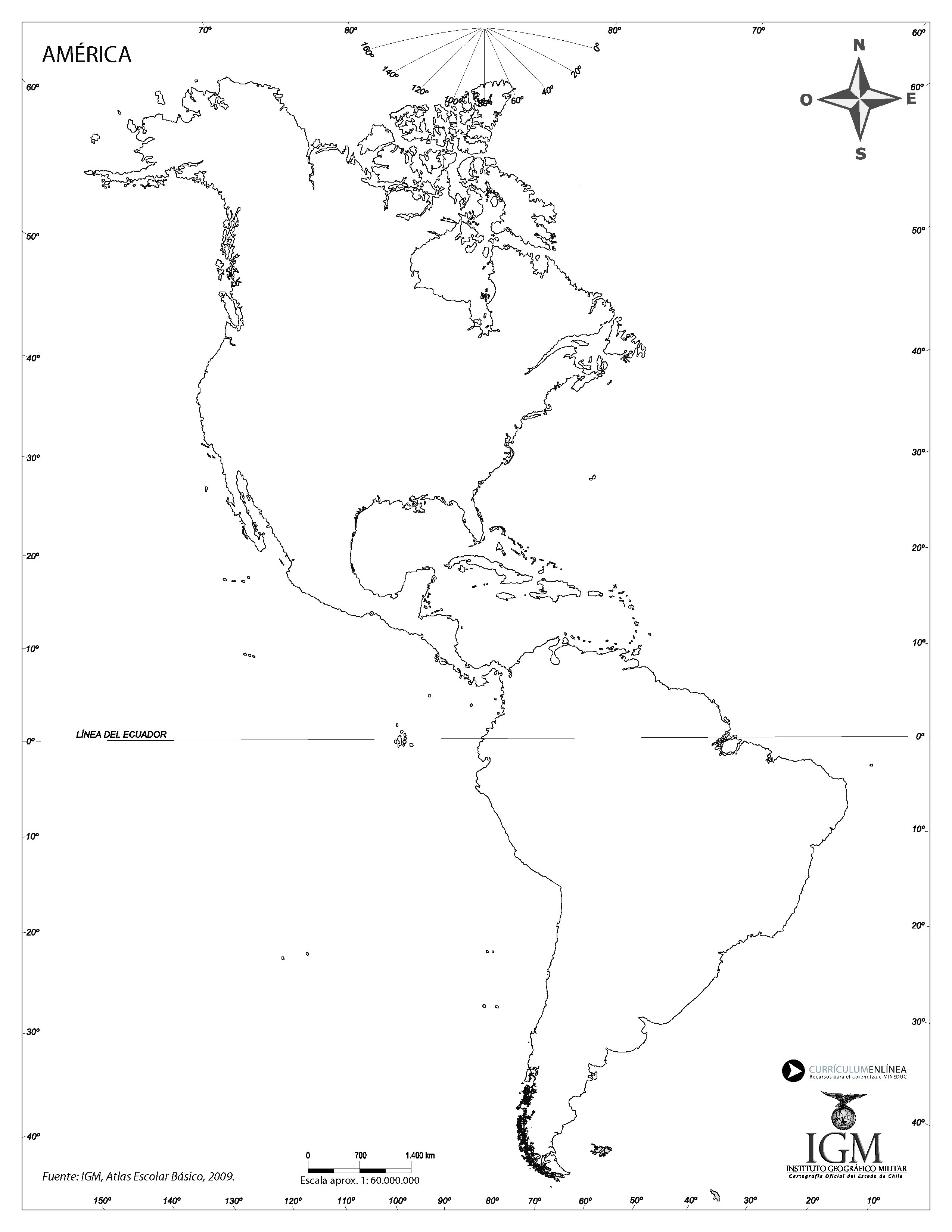 Mapa Mudo De America | Mapa