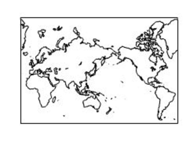 Mapa mundi con América a la derecha