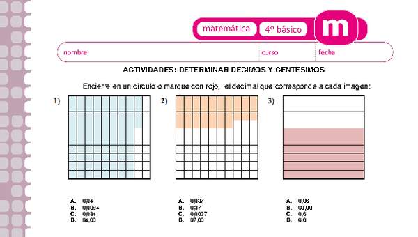 Describir décimos centésimos milésimos