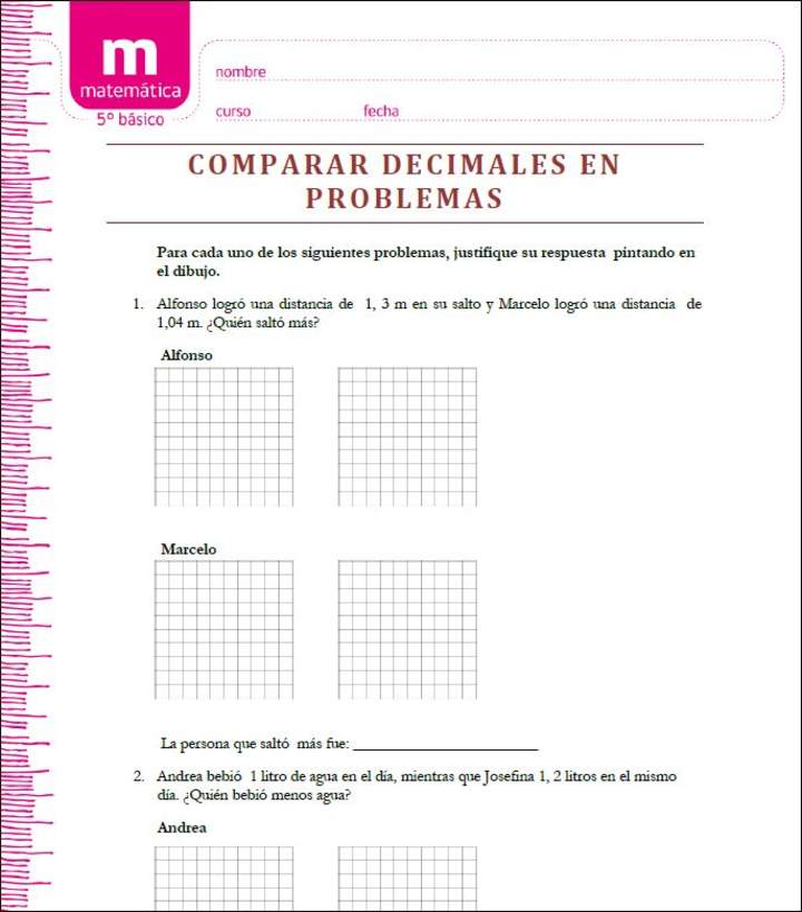 Comparar decimales en problemas