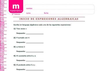 Expresiones algebraicas inicio