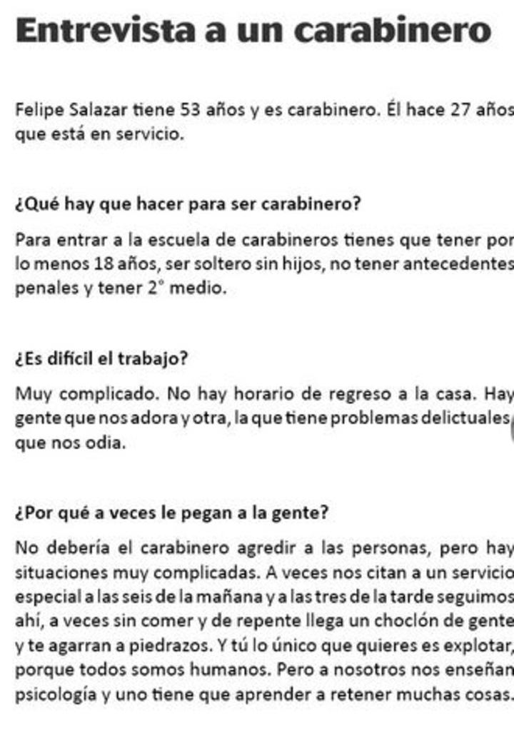 Entrevista a un carabinero