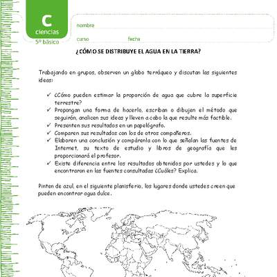 Distribución del agua en la tierra