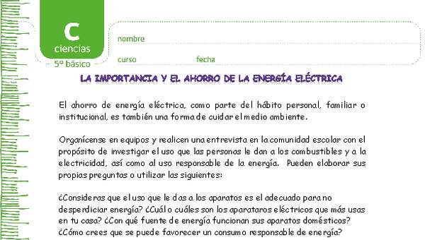 Importancia y ahorro de electricidad