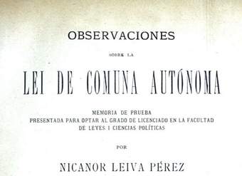 Observaciones sobre la lei de comuna autónoma