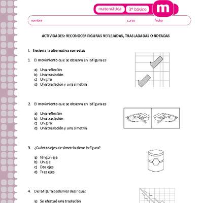 Reconocer figuras reflejadas, trasladadas o rotadas