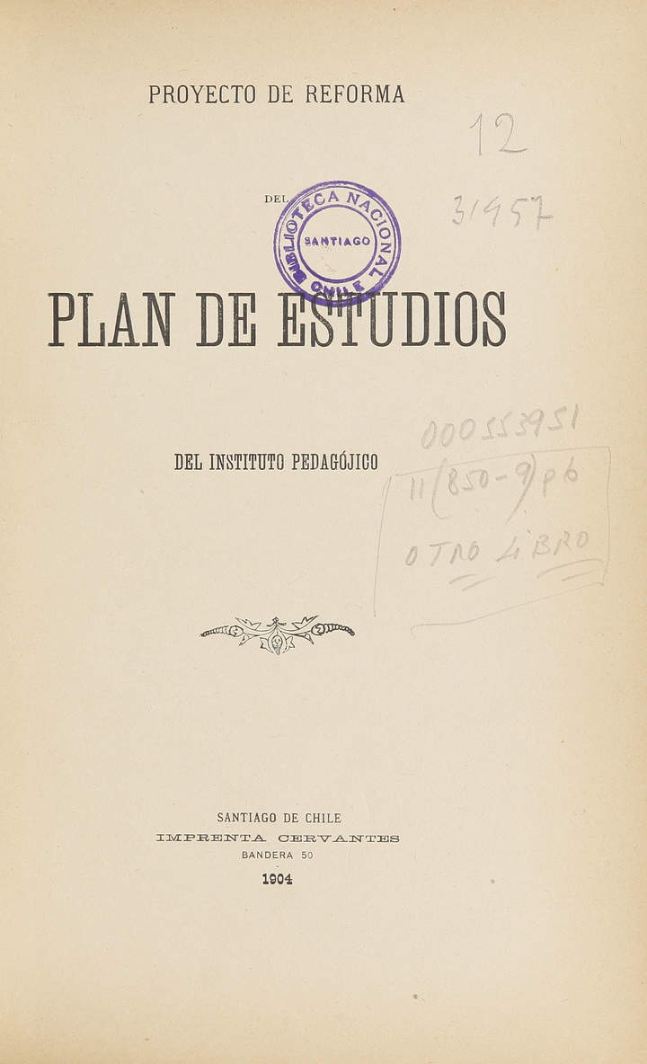 Proyecto de reforma del plan de estudios del Instituto Pedagógico