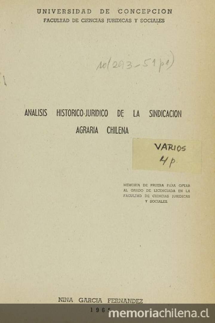 Análisis histórico-jurídico de la sindicación agraria chilena