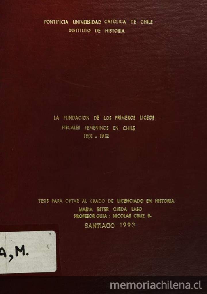 La fundación de los primeros liceos femeninos en Chile (1891-1912)