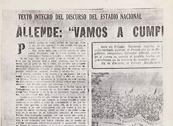Texto integro del discurso del Estadio Nacional, Allende: "vamos a cumplir y hemos cumplido"