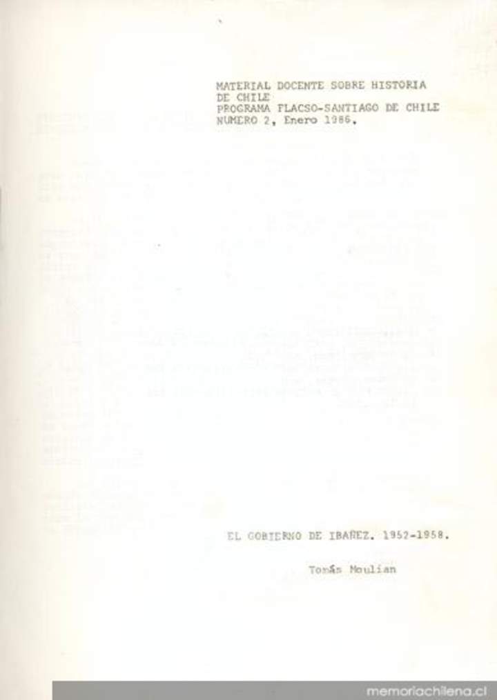 El gobierno de Ibañez : 1952-1958