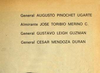 Biografía de los miembros de la Junta de Gobierno General Augusto Pinochet Ugarte, Almirante José Toribio Merino C., General Gustavo Leigh Guzmán, General César Mendoza Durán