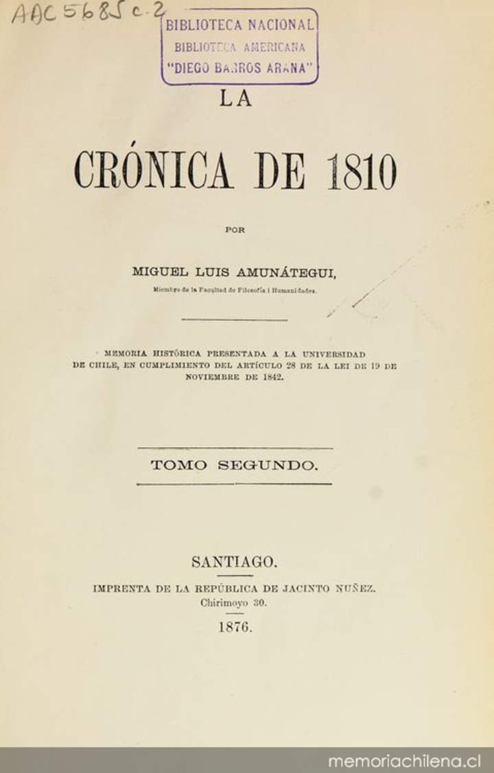 La crónica de 1810: tomo segundo