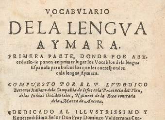 Vocabulario de la lengua aymara