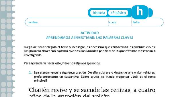 Aprendamos a investigar: Las palabras claves