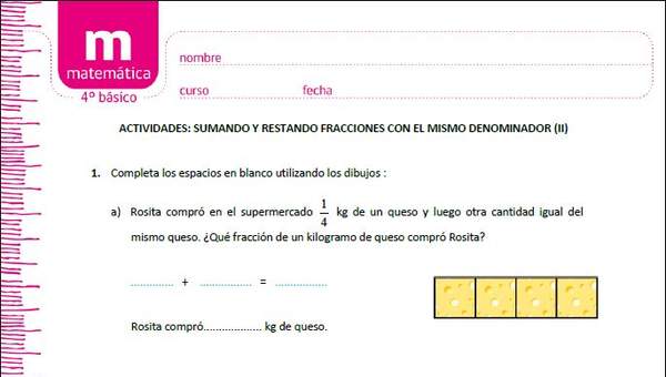 Sumando y restando fracciones con el mismo denominador (II)