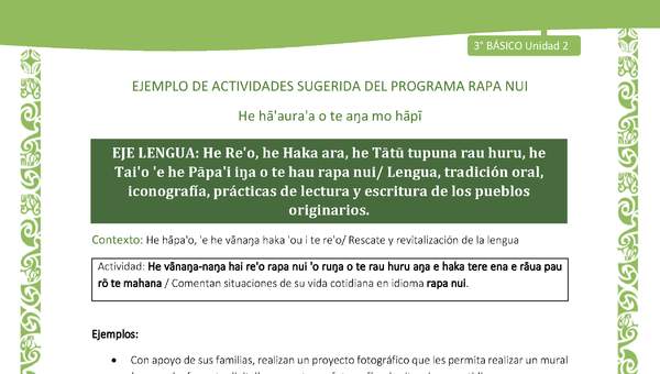 Comentan situaciones de su vida cotidiana en idioma rapa nui - Contexto: Rescate y revitalización de la lengua