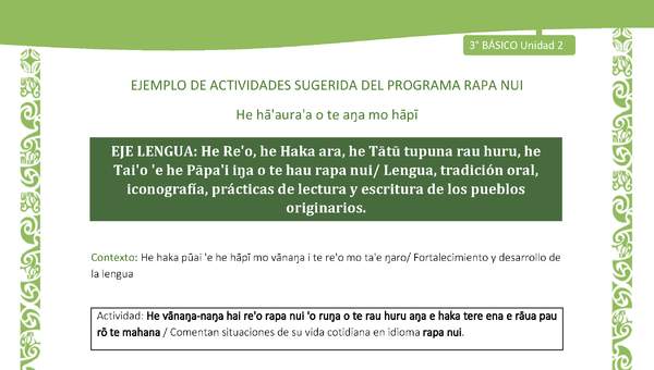 Comentan situaciones de su vida cotidiana en idioma rapa nui - Contexto: Fortalecimiento y desarrollo de la lengua