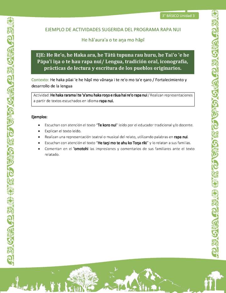 Realizan representaciones a partir de textos escuchados en idioma rapa nui