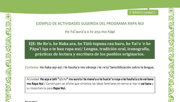 Construyen un afiche que sintetice las ideas familiares en torno al mar o vai kava y su importancia para Rapa Nui