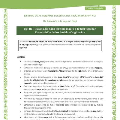 Registran y comparten información referida a nociones de tiempo del pueblo rapa nui