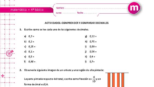 Comprender y comparar decimales