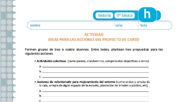 Ideas para las acciones del proyecto de curso