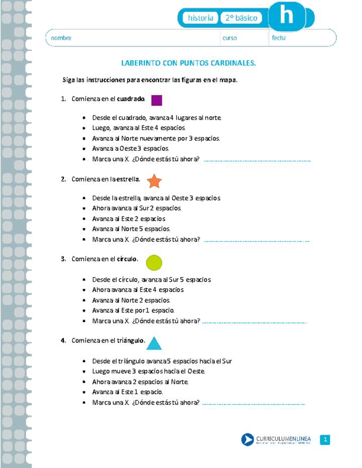 Laberinto Con Puntos Cardinales Curriculum Nacional Mineduc Chile