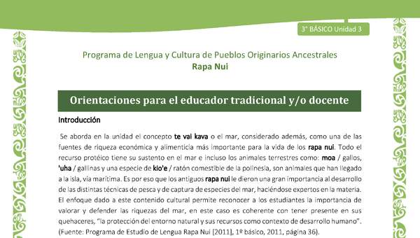 Orientaciones para el educador tradicional y o docente