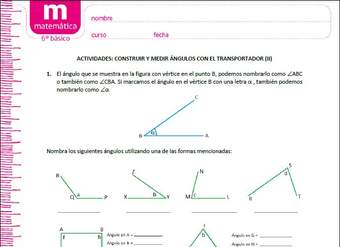 Dibujar y medir ángulos  con el transportador (II)
