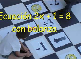 Ecuación 2x + 1 = 8 con balanza