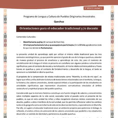 Orientaciones para el educador tradicional y/o docente