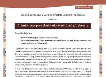 Orientaciones para el educador tradicional y/o docente