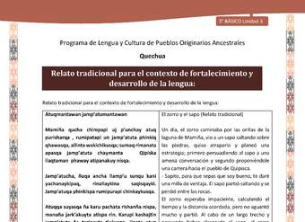 Relato tradicional para el contexto de fortalecimiento y desarrollo de la lengua