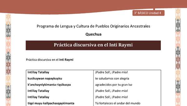 Práctica discursiva en el Inti Raymi